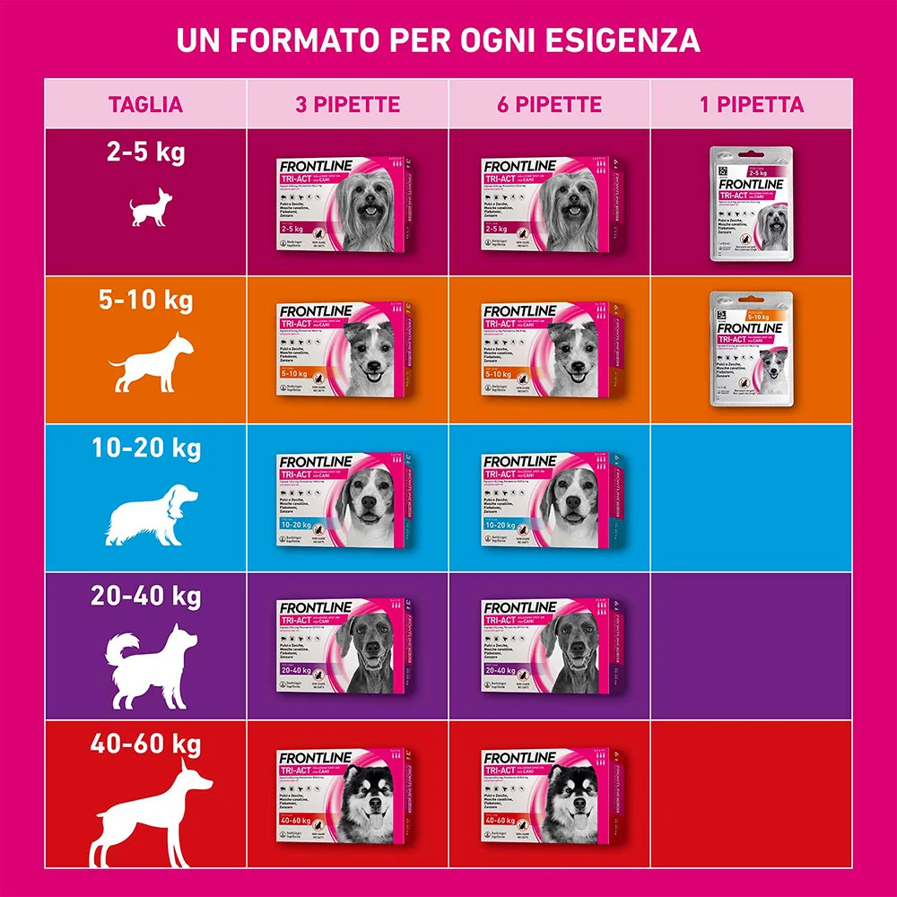 Frontline Tri-Act X1 Antiparassitario Per Cani Contro Parassiti E Insetti Volanti (5-10Kg) 