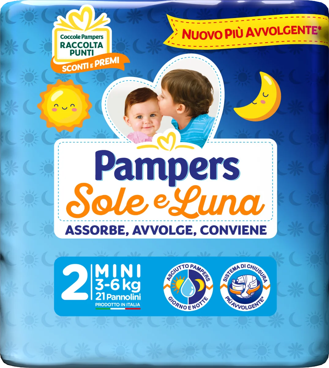 Pampers Sole&Luna Mini 21 Pezzi Taglia 2 (3-6 Kg)