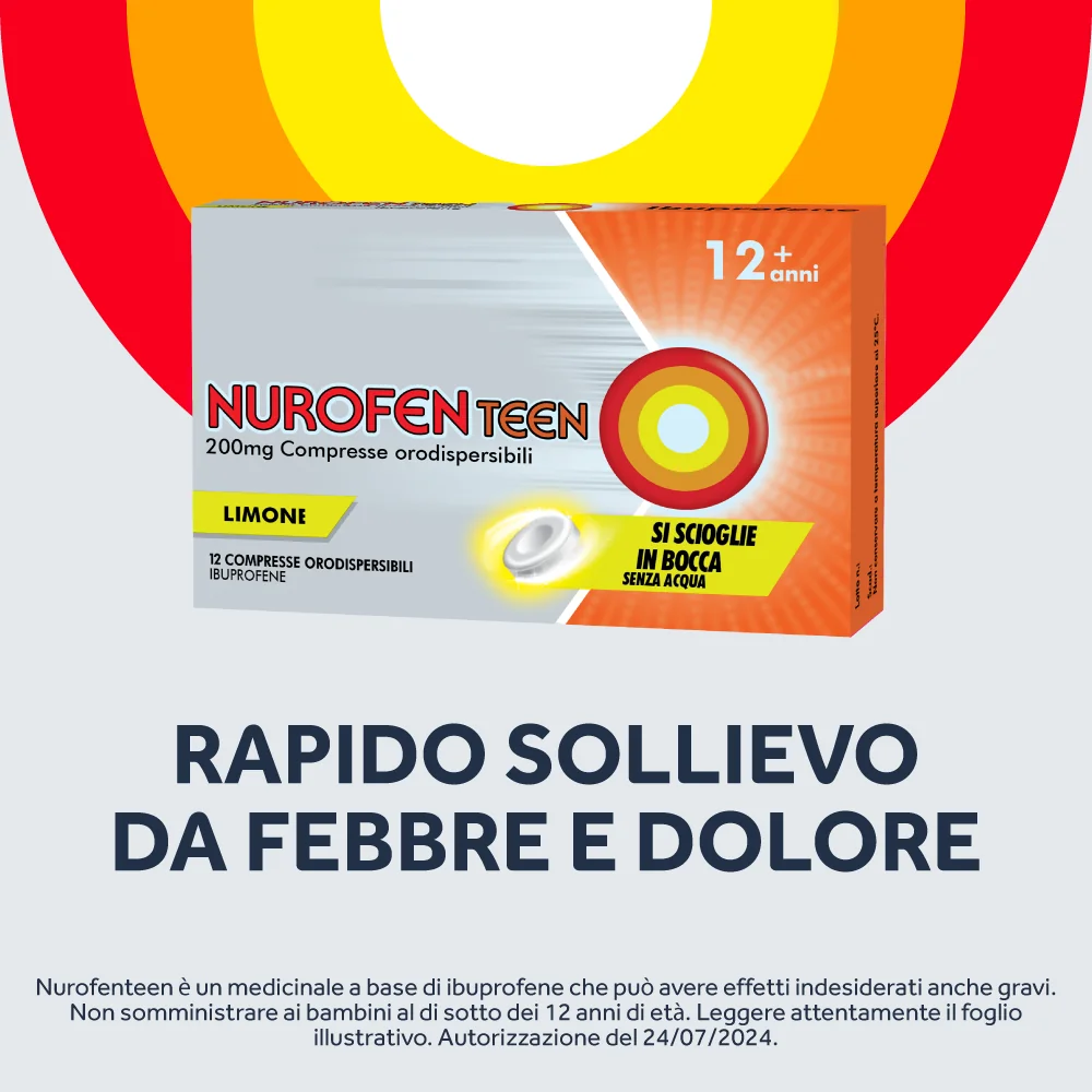 Nurofenteen 200 mg Ibuprofene Analgesico Limone 12 Compresse Orodispersibili Ibuprofene Analgesico