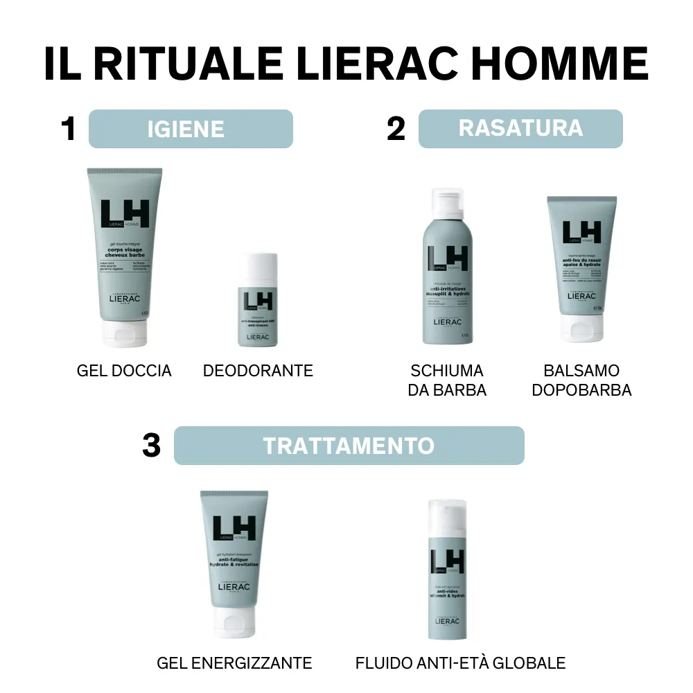 Lierac Homme Gel Idratante 50 ml Energizzante Rivitalizzante