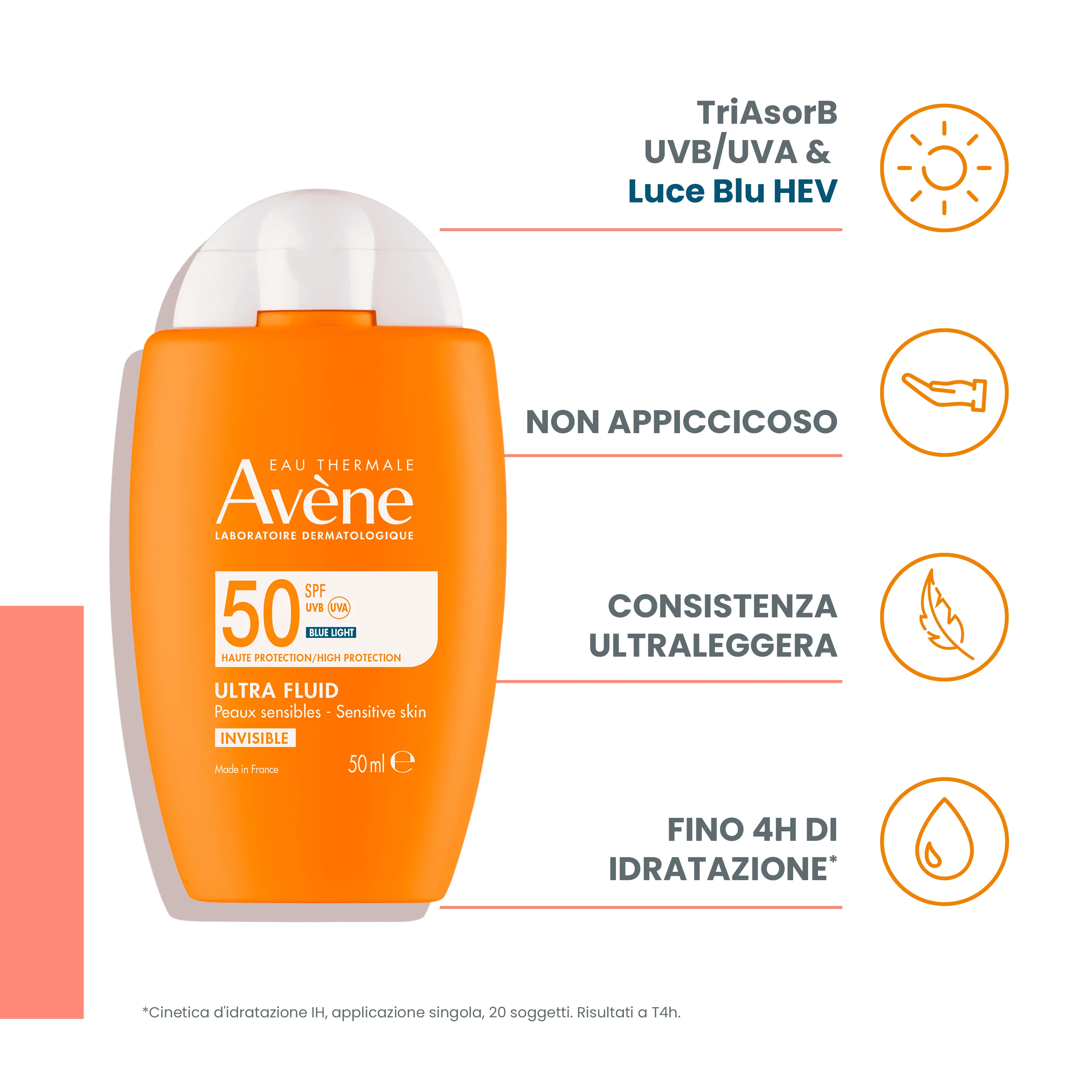 Eau Thermale Avène Ultra Fluid Invisibile Alta Protezione SPF50 50 ml Pelle Sensibile
