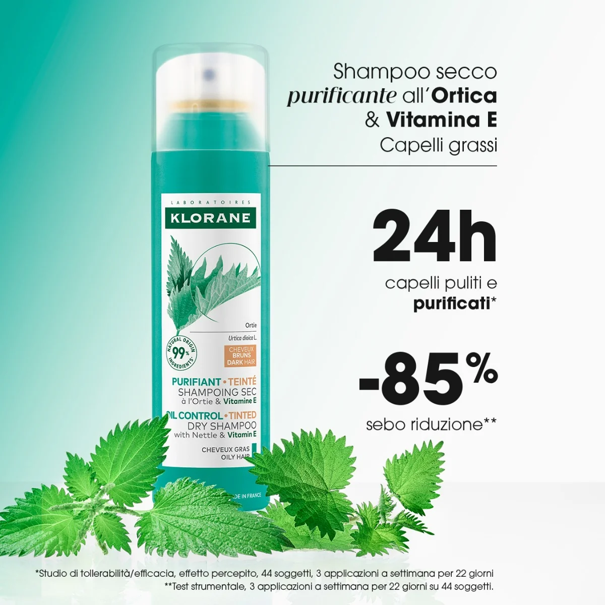 Klorane Shampoo Secco Ortica Scuro 150 ml Per capelli scuri