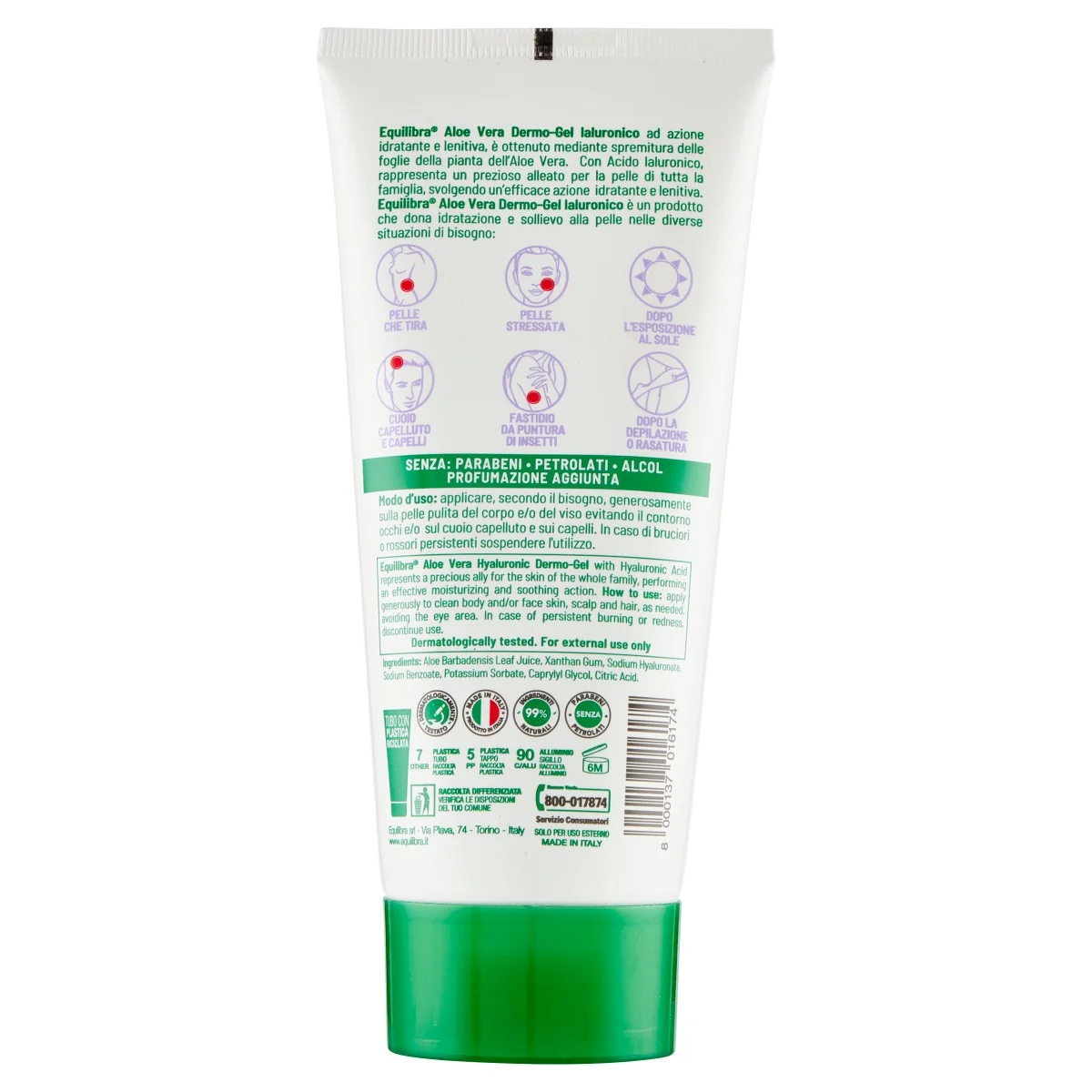 Equilibra Aloe Dermo-Gel Ialuronico 150 Ml Azione Idratante Lenitiva