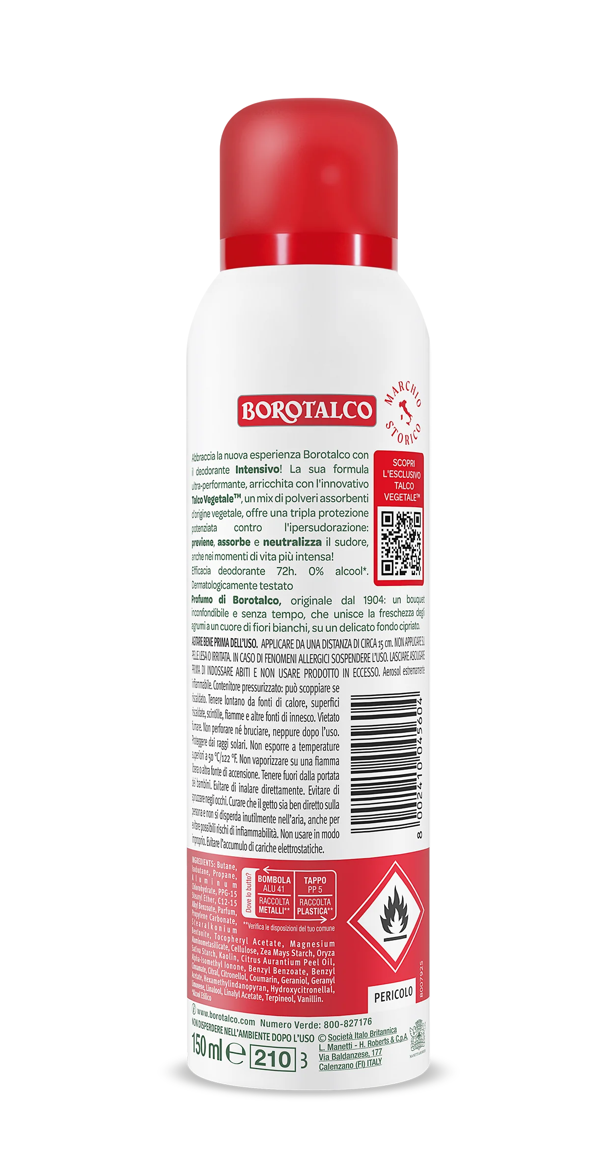 Borotalco Deo Spray Intensivo 150 ml Deodorante 72h