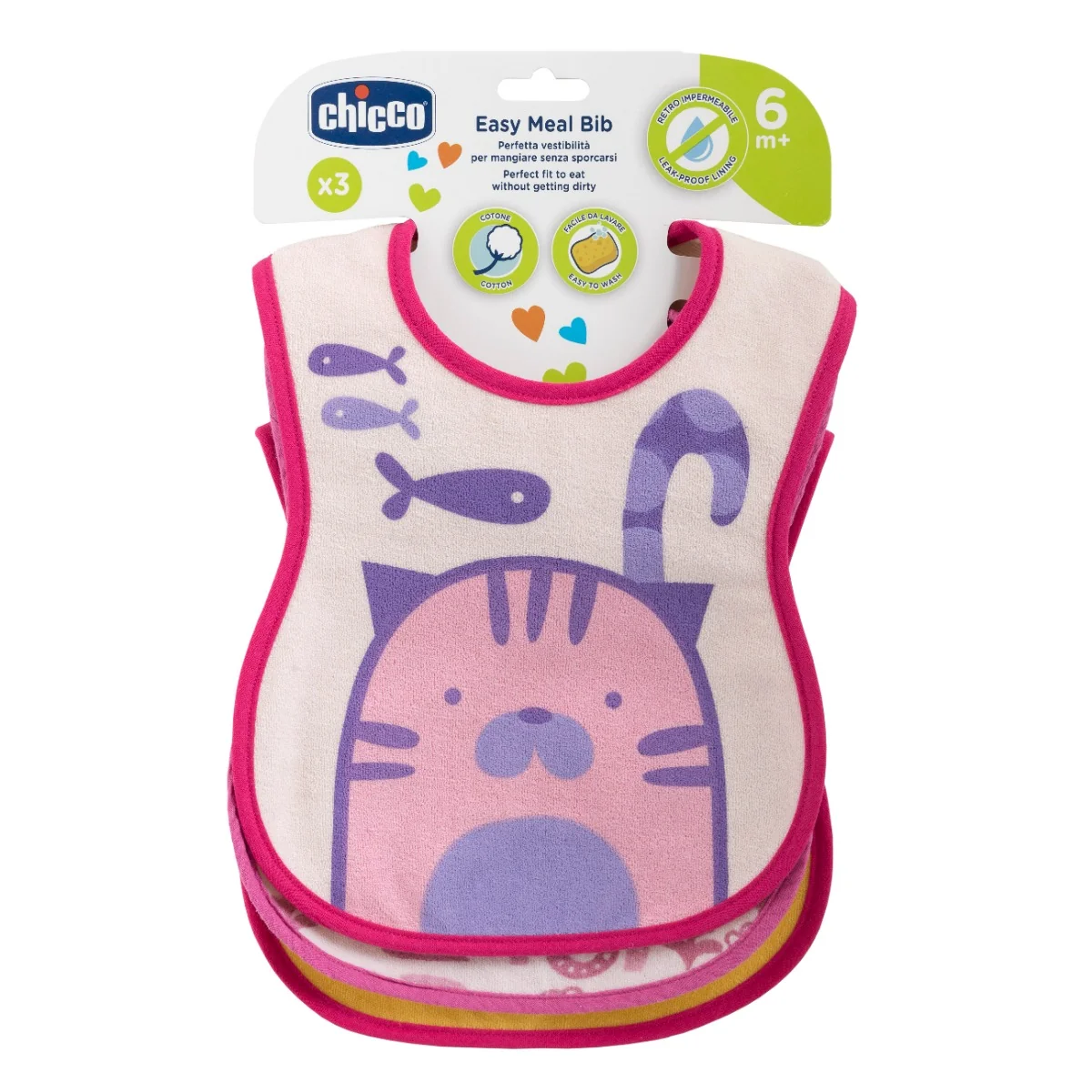 Chicco Bavagline Pappa 6M+ 3 Pezzi Rosa Rosa