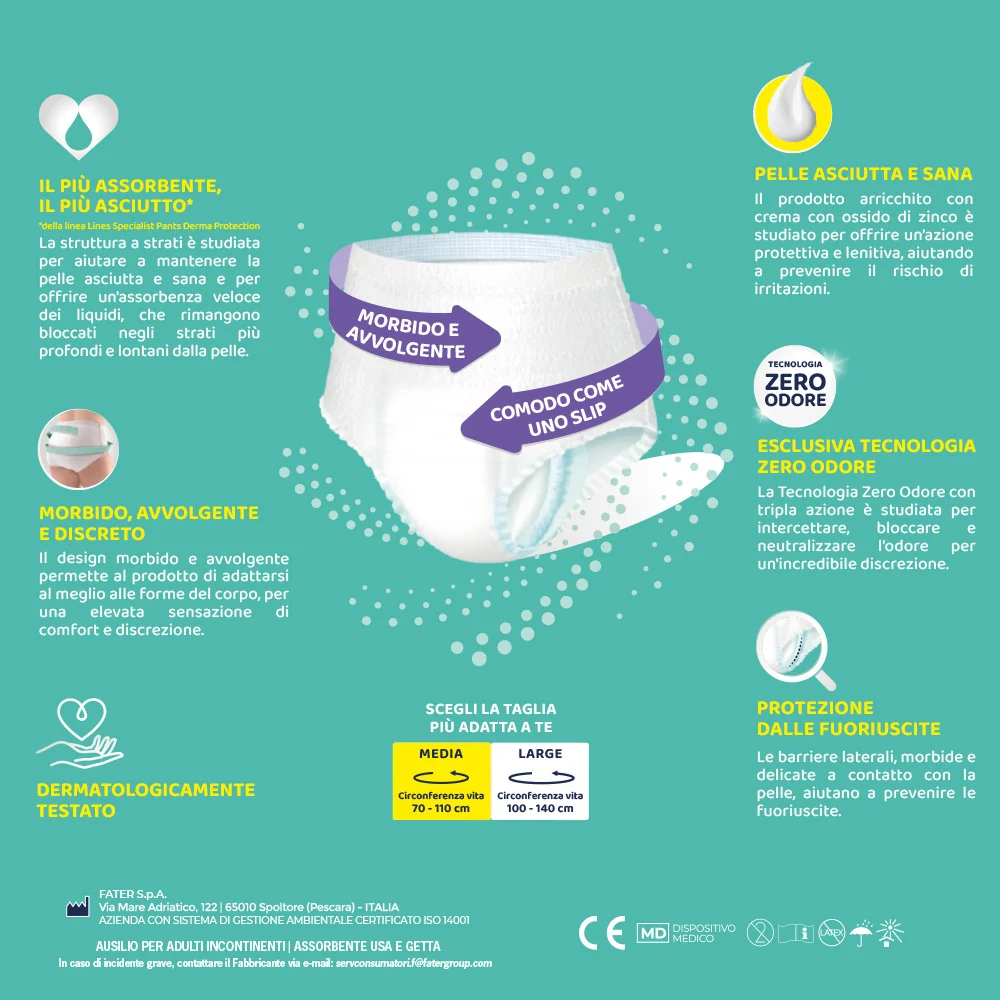 Lines Specialist Derma Pants Maxi M 10 pezzi per incontinenza urinaria