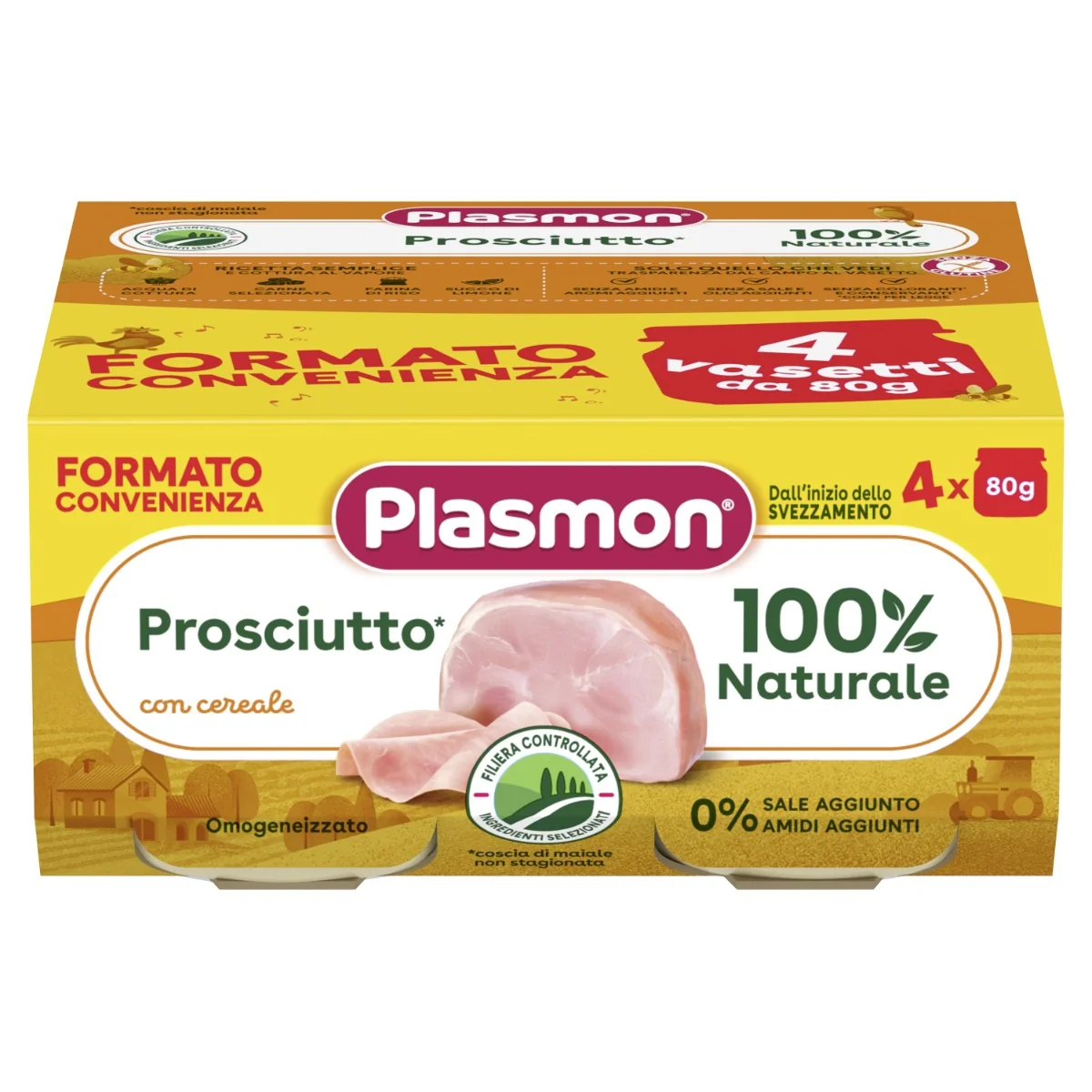 Plasmon Omogeneizzato Prosciutto 4x80 g Alimento per l'infanzia