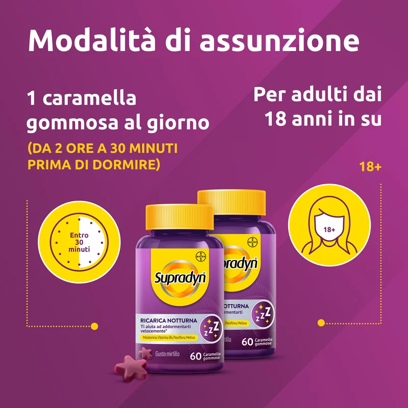 Supradyn Ricarica Notturna 120 Caramelle Gommose Da 2,25 G Senza Glutine