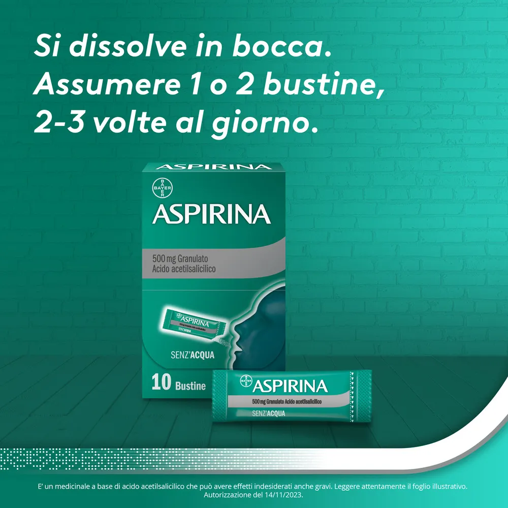 Aspirina in Granuli Antidolorifico 10 Bustine Mal di Testa