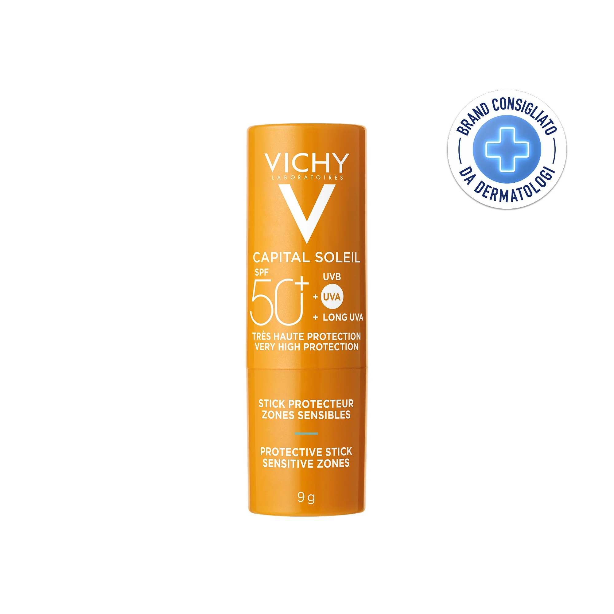 Vichy Capital Soleil Stick Zone Sensibili SPF 50+, 9g Protezione Solare
