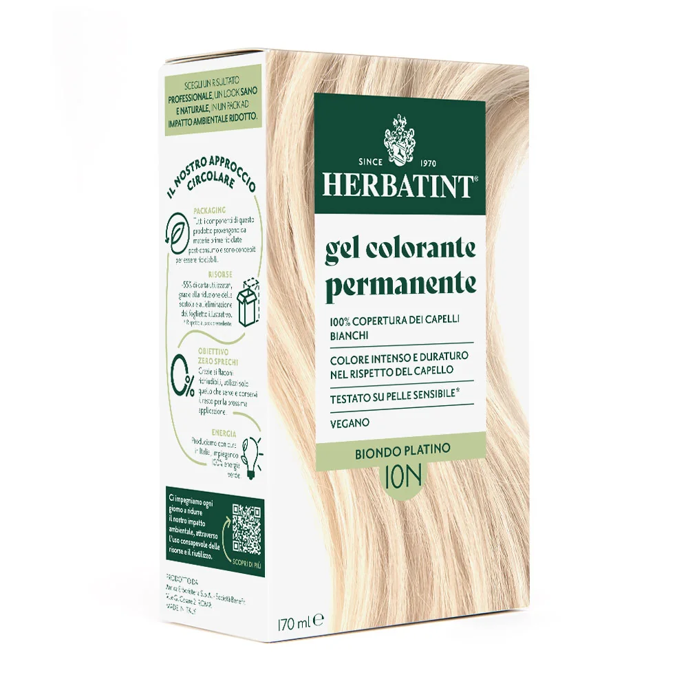 Herbatint Gel Colorante Permanente 10N Biondo Platino 170 Ml Colore Intenso e Duraturo
