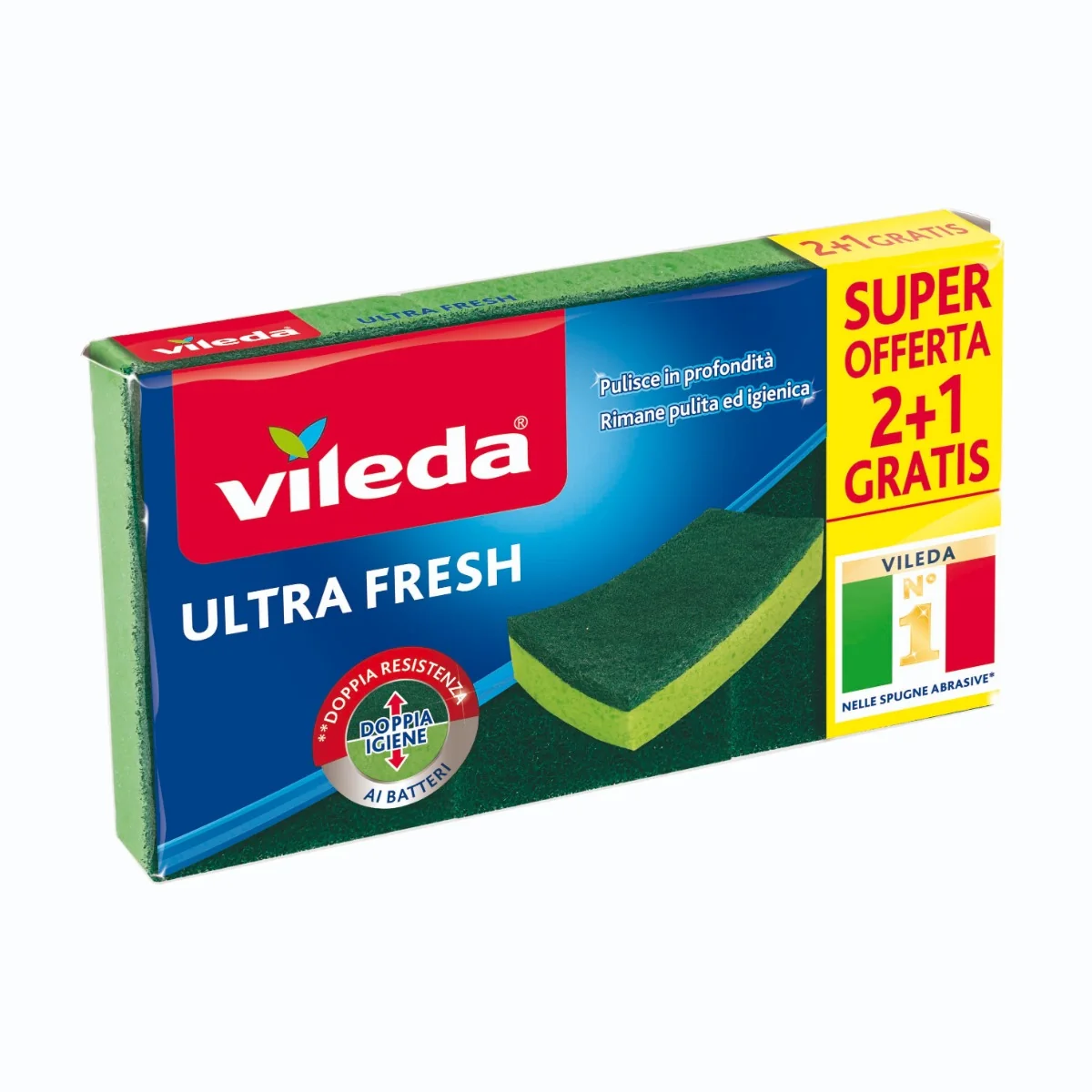 Vileda Spugna Ultrafrash 2+1Pezzi Spugna+ Fibra