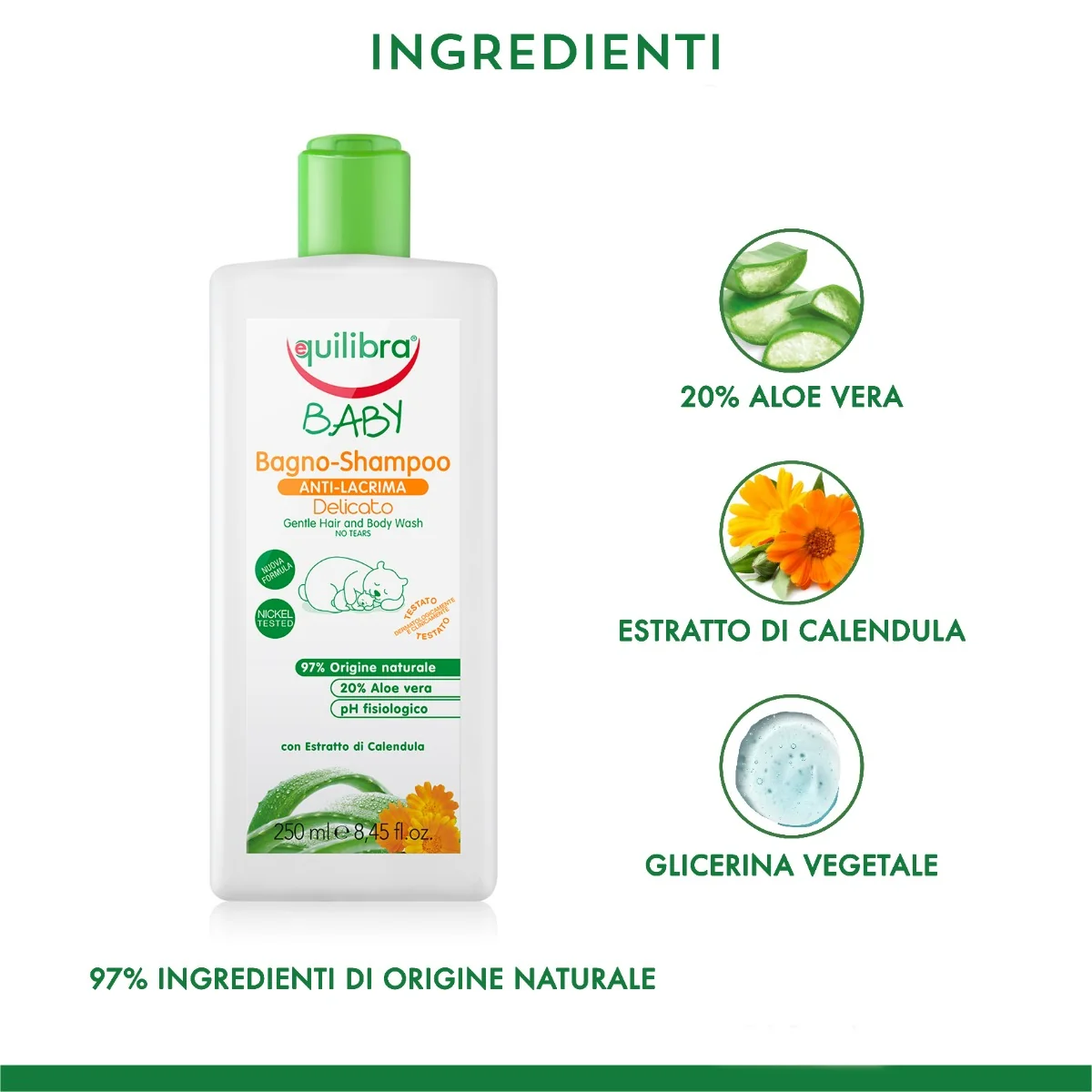 Equilibra Bagnoshampoo Antilacrima Baby 250 Ml Adatto per Neonati