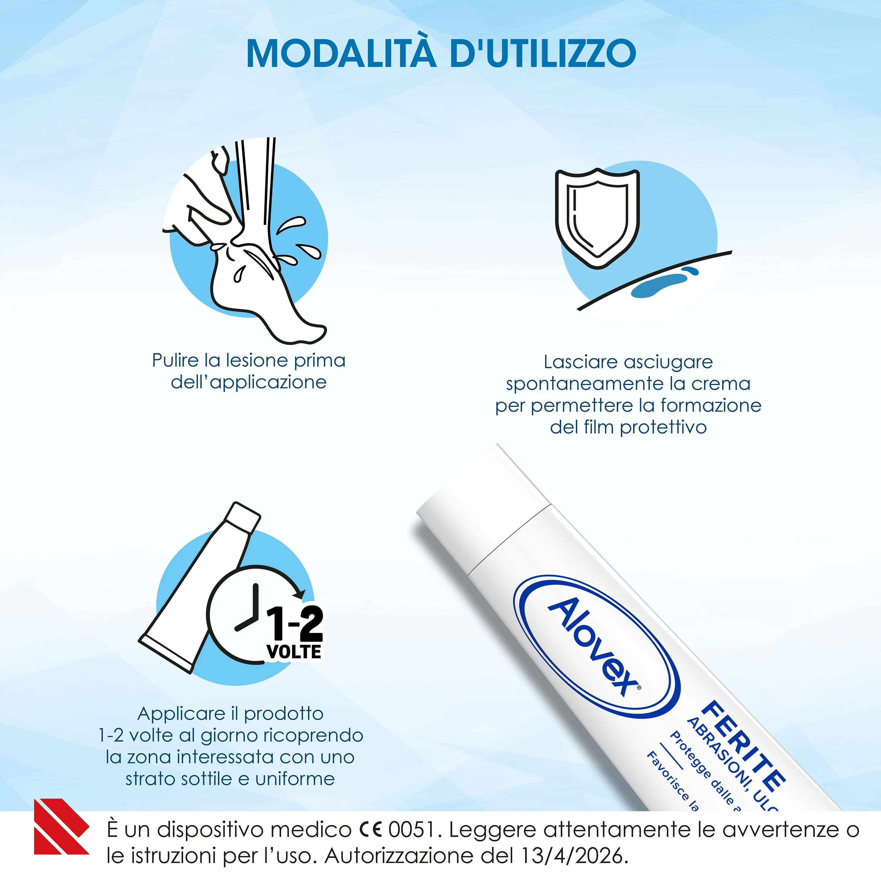 Alovex Ferite Crema Idrofila Abrasioni Ustioni Ulcere 30 ml