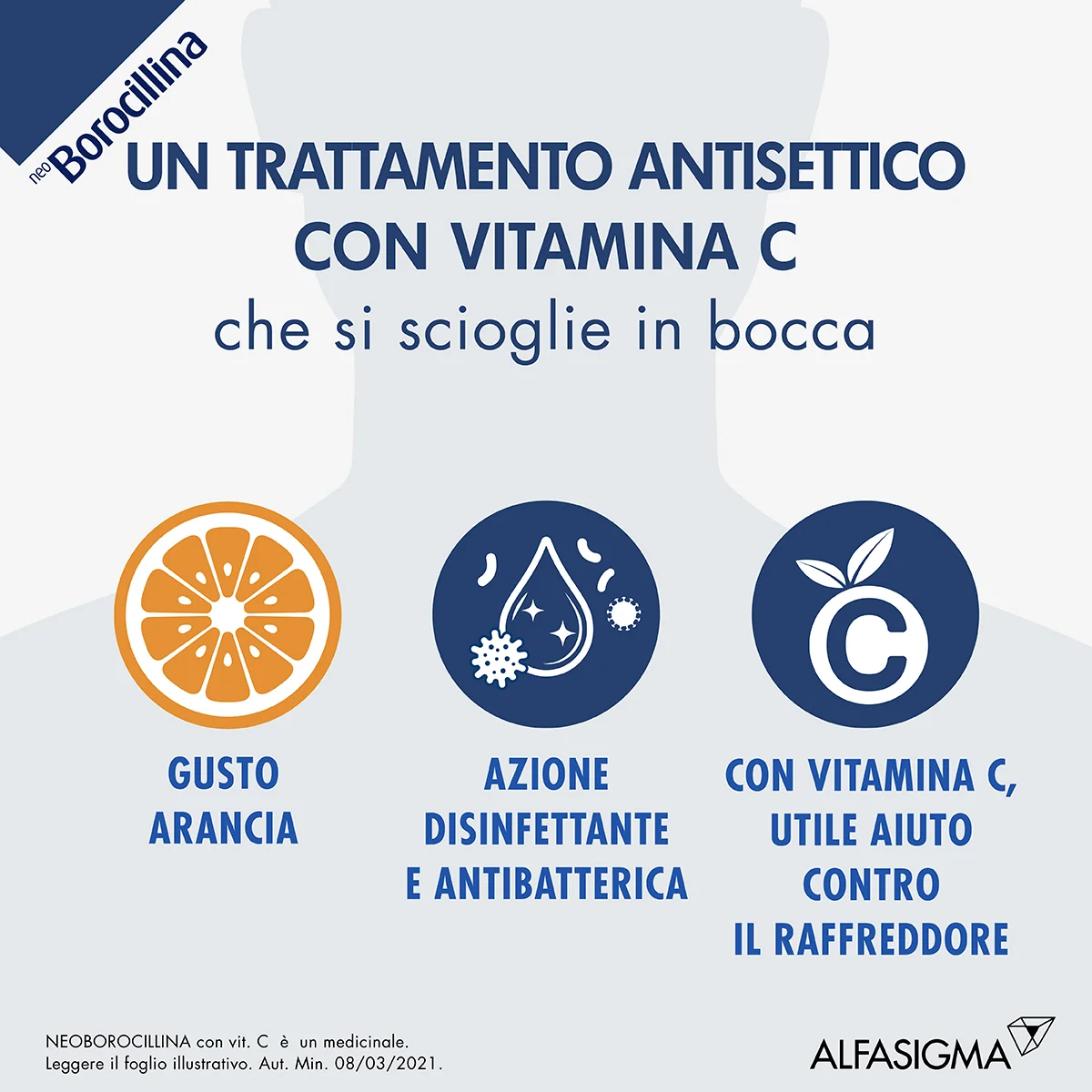 Neoborocillina C Senza Zucchero 16 Pastiglie Antisettico Del Cavo Orofaringeo