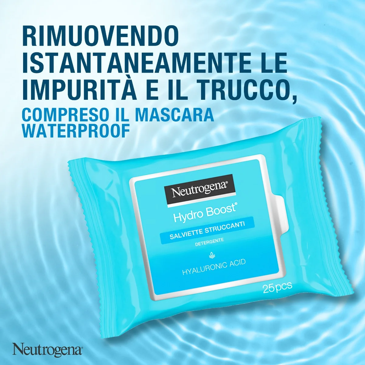 Neutrogena Hydro Boost 25 Salviette Struccanti Salviettine Struccanti per Trucco Waterproof