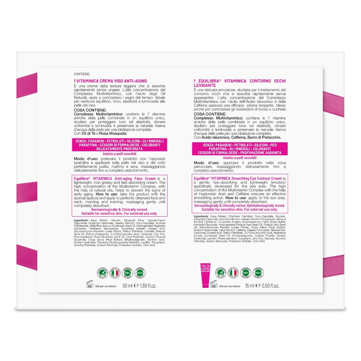 Equilibra Kit Viso Vitaminica Anti-Aging Vitaminica Antiaging Crema Viso + Vitaminica Contorno Occhi Levigante
