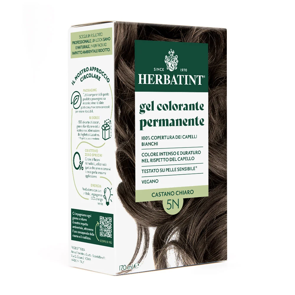 Herbatint Gel Colorante Permanente 5N Castano Chiaro 170 Ml Colore Intenso e Duraturo
