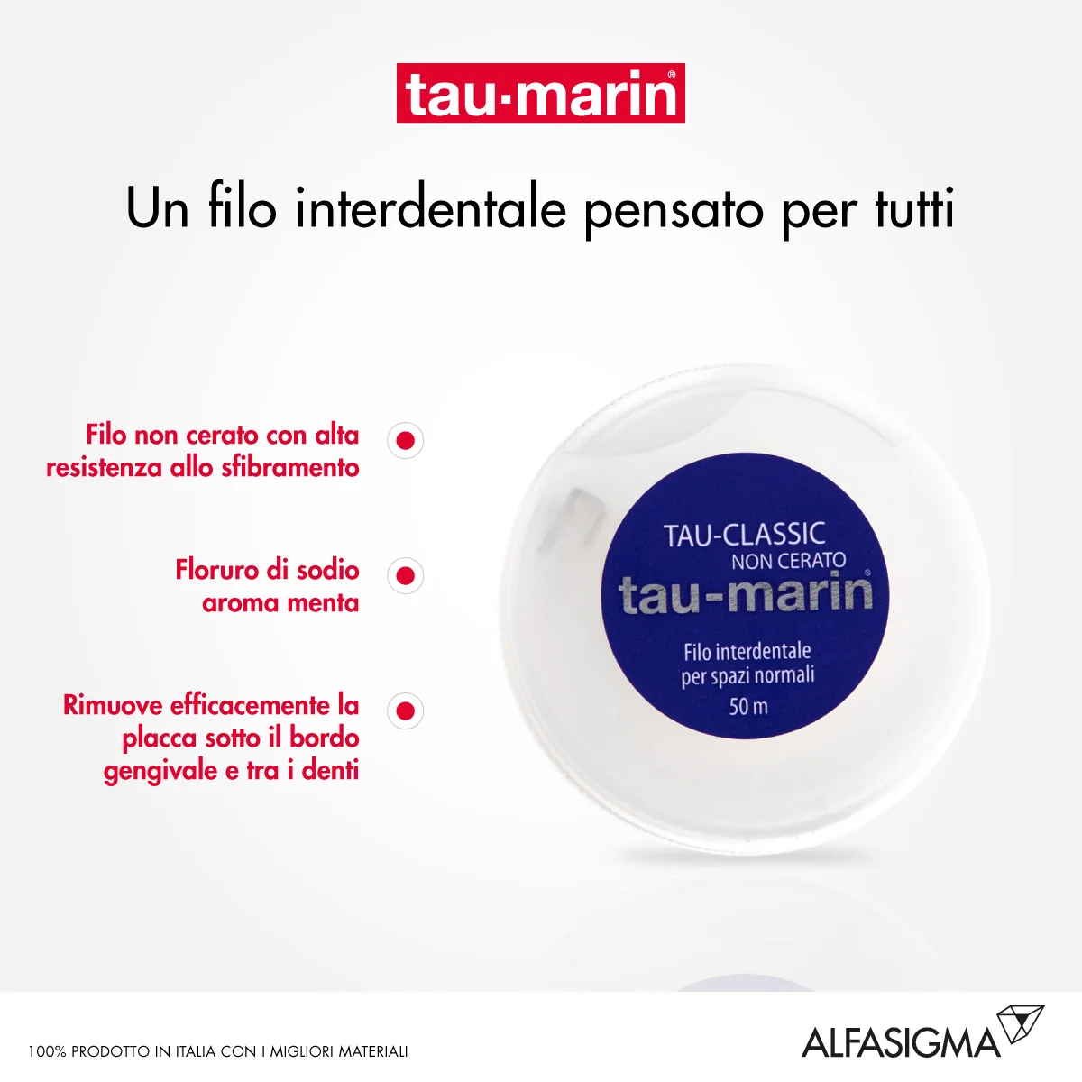 Tau-marin Tau Classic Filo Interdentale Non Cerato 50 m Pulizia e freschezza