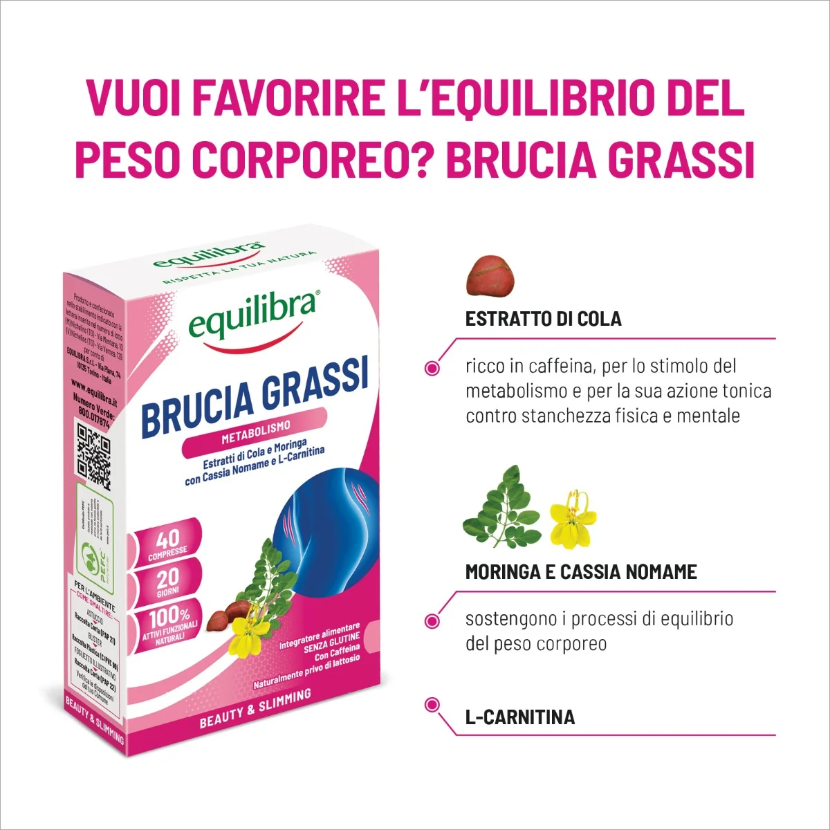Equilibra Brucia Grassi 40 capsule Integratore per il controllo del peso