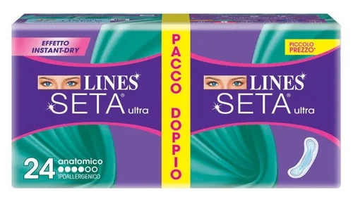 Lines Seta Ultra Assorbente Anatomico 24 Pezzi Con tecnologia Instant Dry