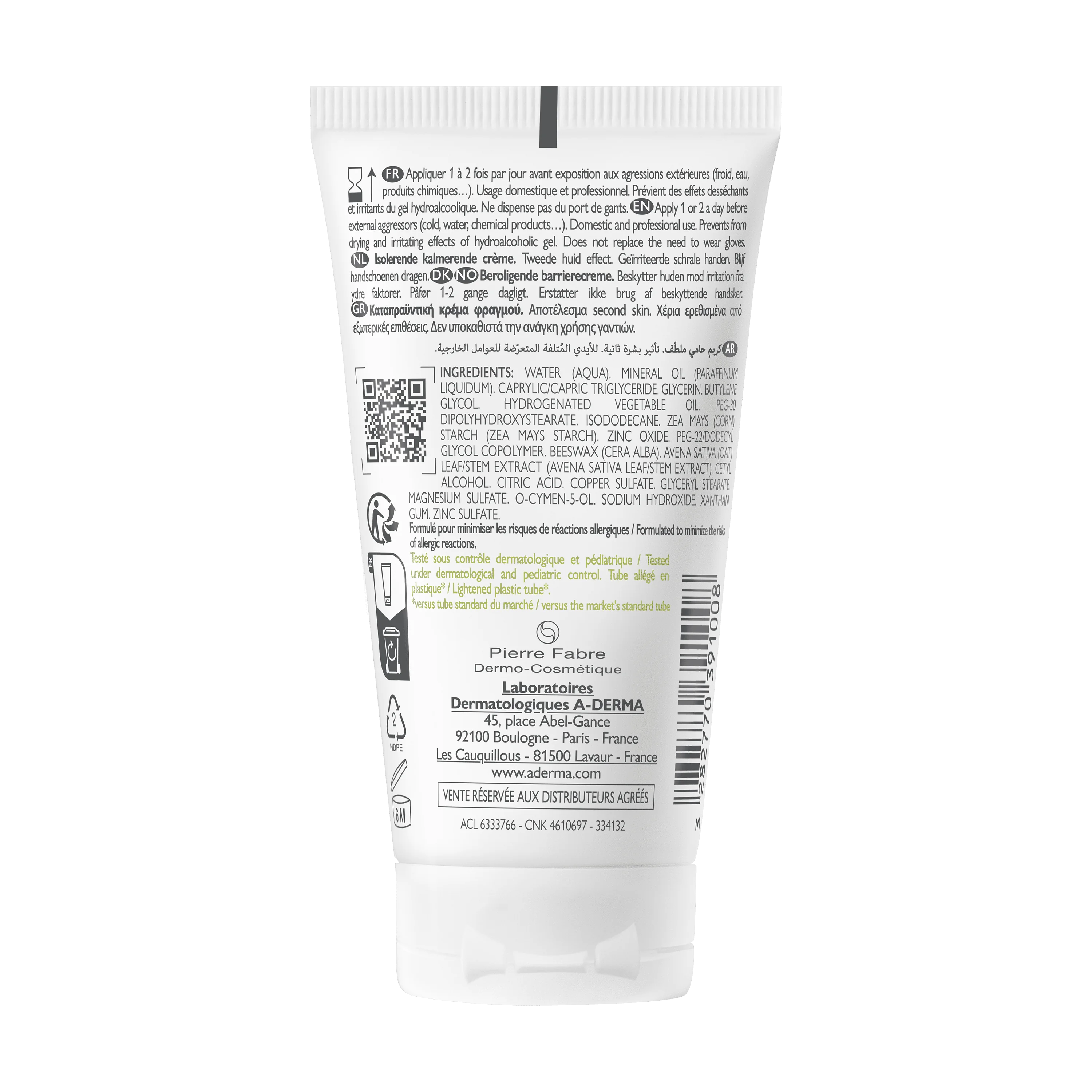 A-Derma Dermalibour + Barrier Crema isolante lenitiva 50 ml Pelle irritabile e fragilizzata
