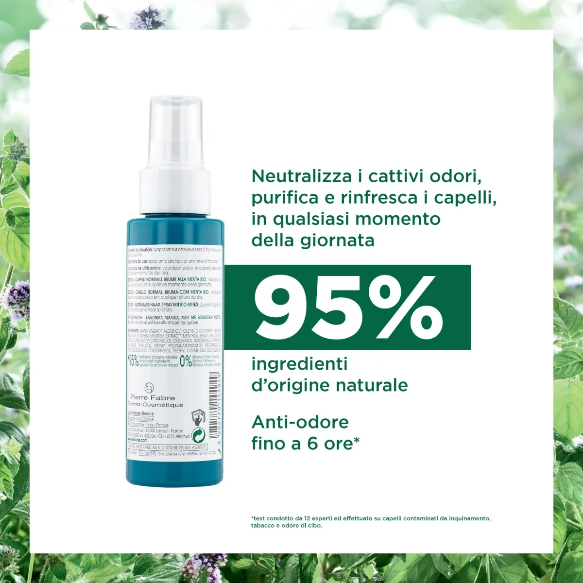 Klorane Spray Purificante Menta Acquatica Bio 100 Ml Capelli Normali