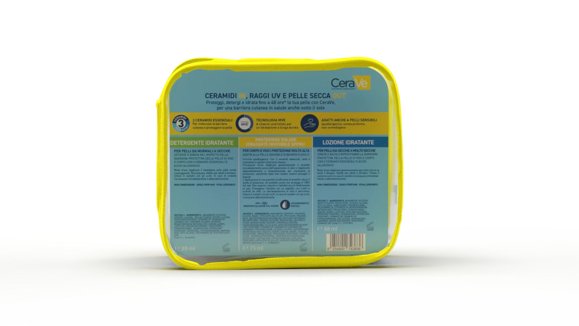 CeraVe Pochette Solare Det 3pz Pochette Solare per Pelli Da Normali a Secche