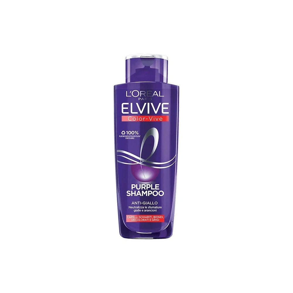 L'oreal Paris Shampoo Antigiallo Color Vive Purple 200 ml Shampoo Antigiallo per Capelli Biondi Decolorati e Grigi