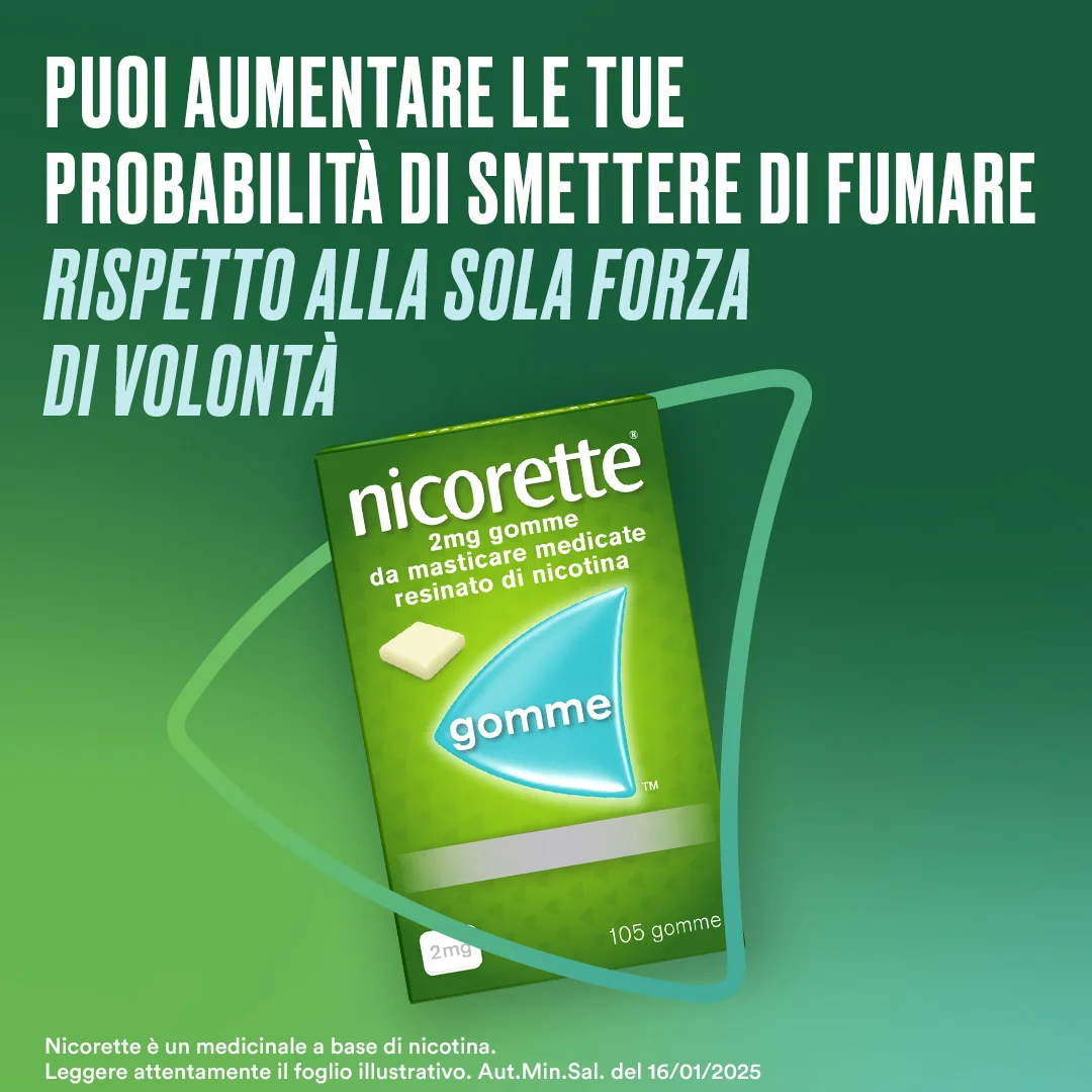 Nicorette 105 Gomme Masticabili Per Smettere di Fumare
