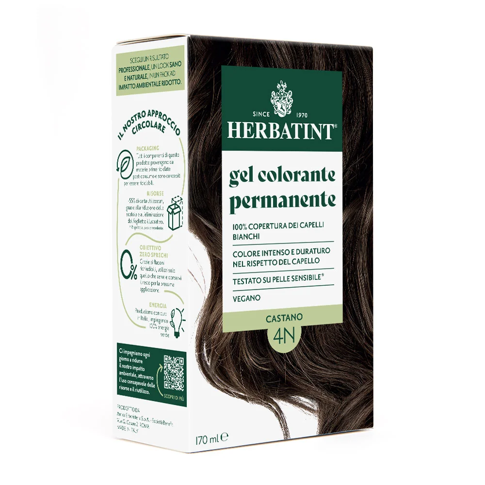 Herbatint Gel Colorante Permanente 4N Castano 170 Ml Colore Intenso e Duraturo