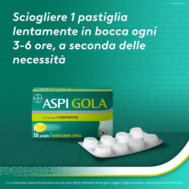 Aspi Gola Antinfiammatorio 16 Caramelle Miele-Limone Mal di Gola