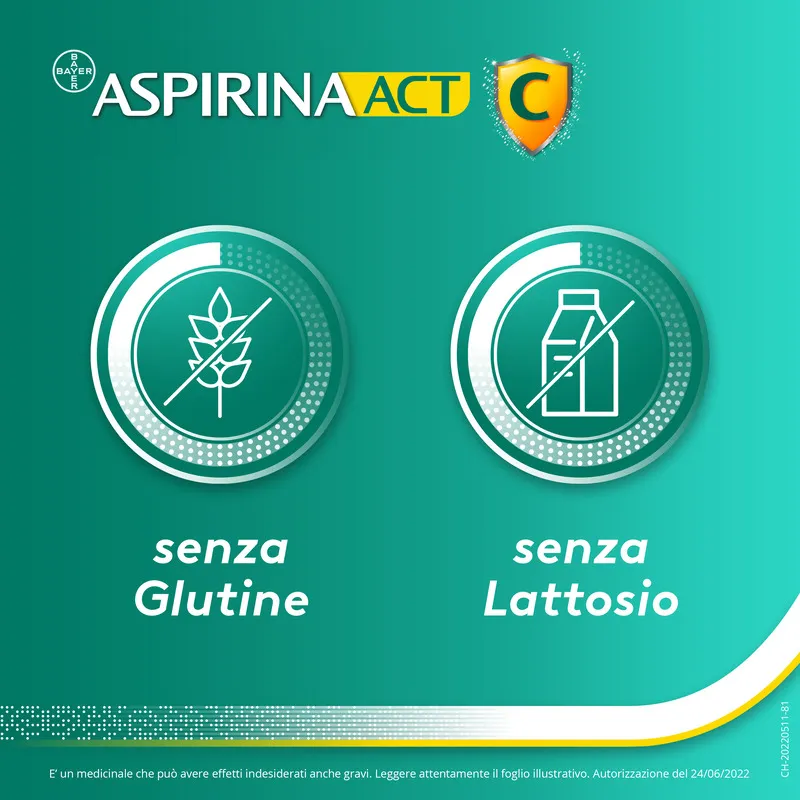 Aspirina Act 10 Compresse Effervescenti 800 + 480 mg Con vitamina C
