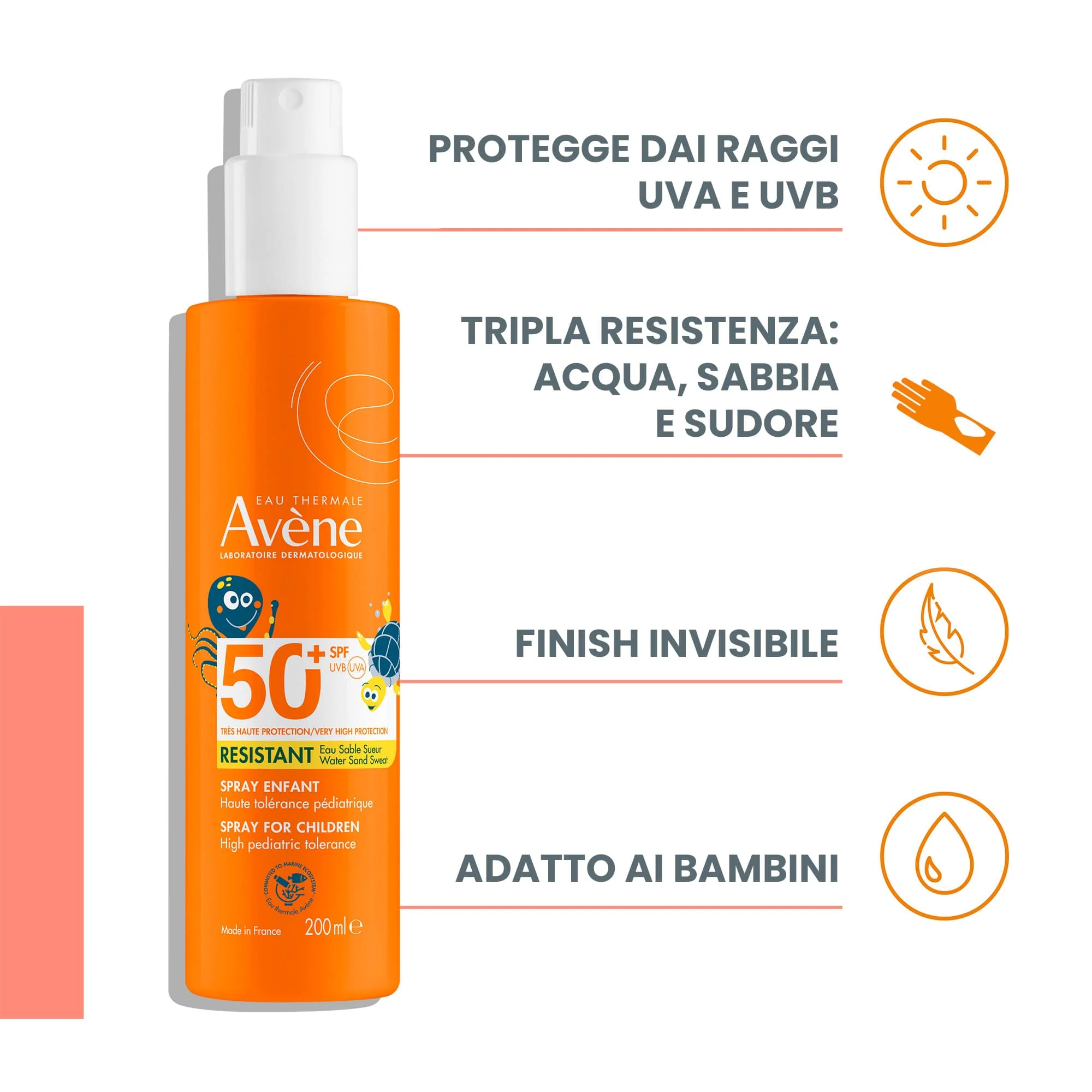 Eau Thermale Avène Spray Solare Bambino 200 ml Protezione Molto Alta SPF 50+