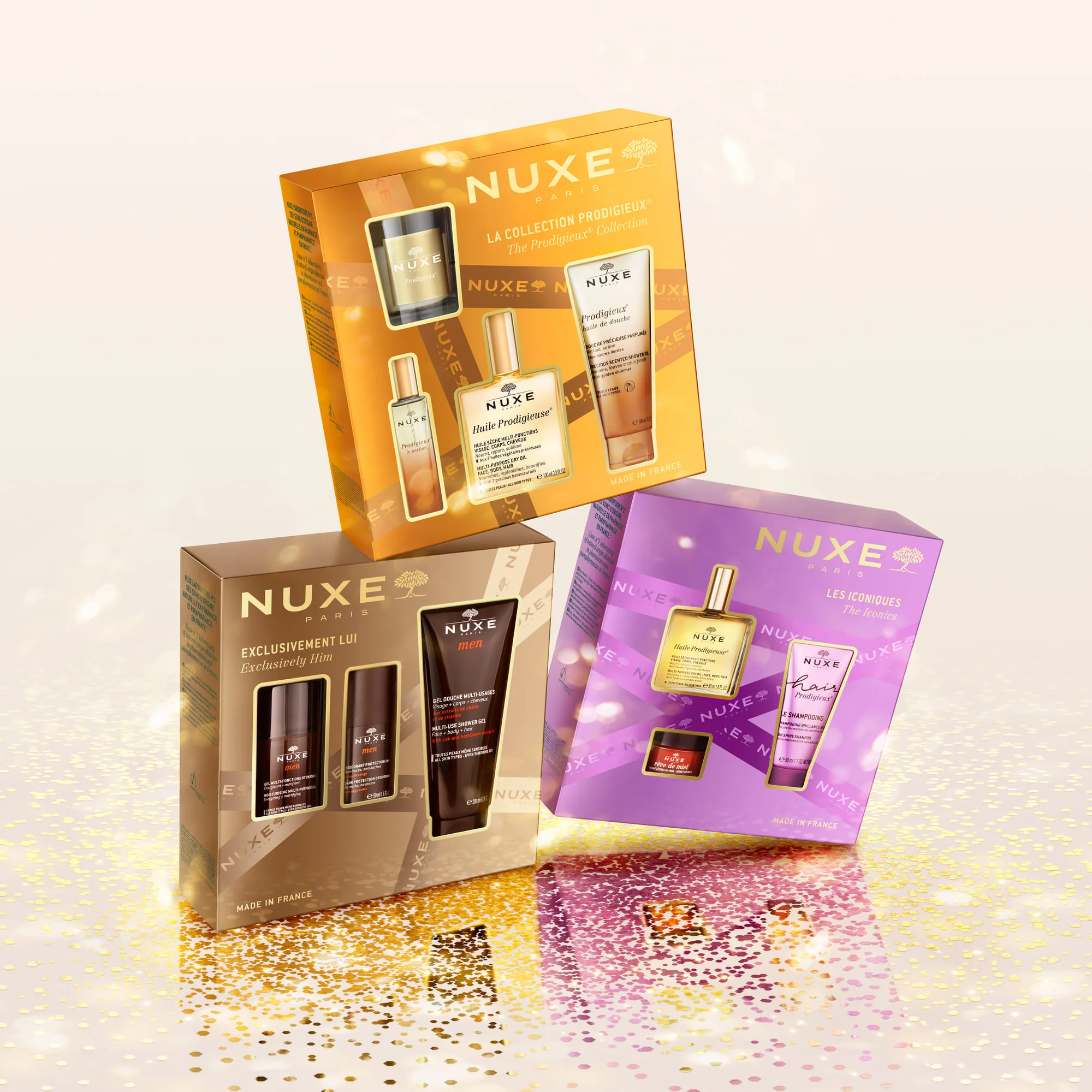 Nuxe Coffret Huile Prodigieuse 2025 Huile Prodigieuse® Classico 100 ml + Prodigieux Le Parfum 15ml + Prodigieux Olio Doccia 100ml + Candela per ambienti Prodigieux® 60 gr