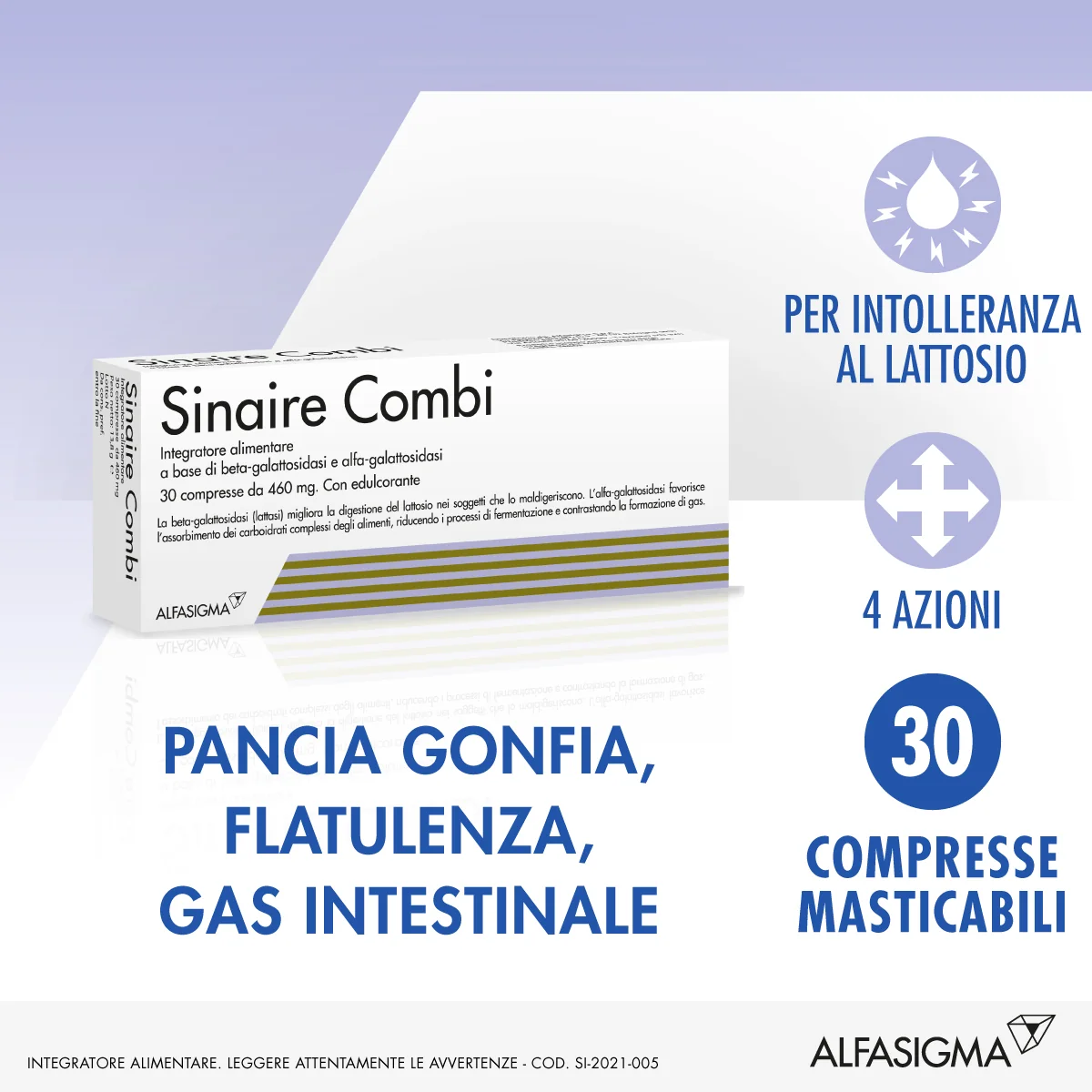 Sinaire Combi Integratore di Enzimi 30 Compresse Antifermentativo Intestinale