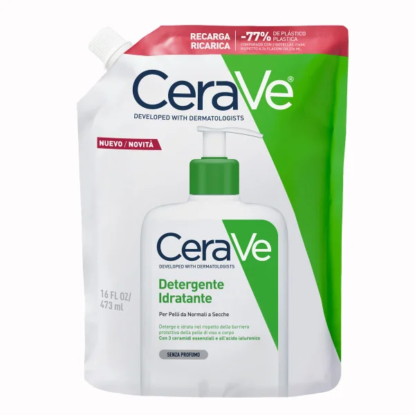 Cerave Refill Detergente Idratante 473 ml Ricarica Detergente Viso ad Uso Quotidiano