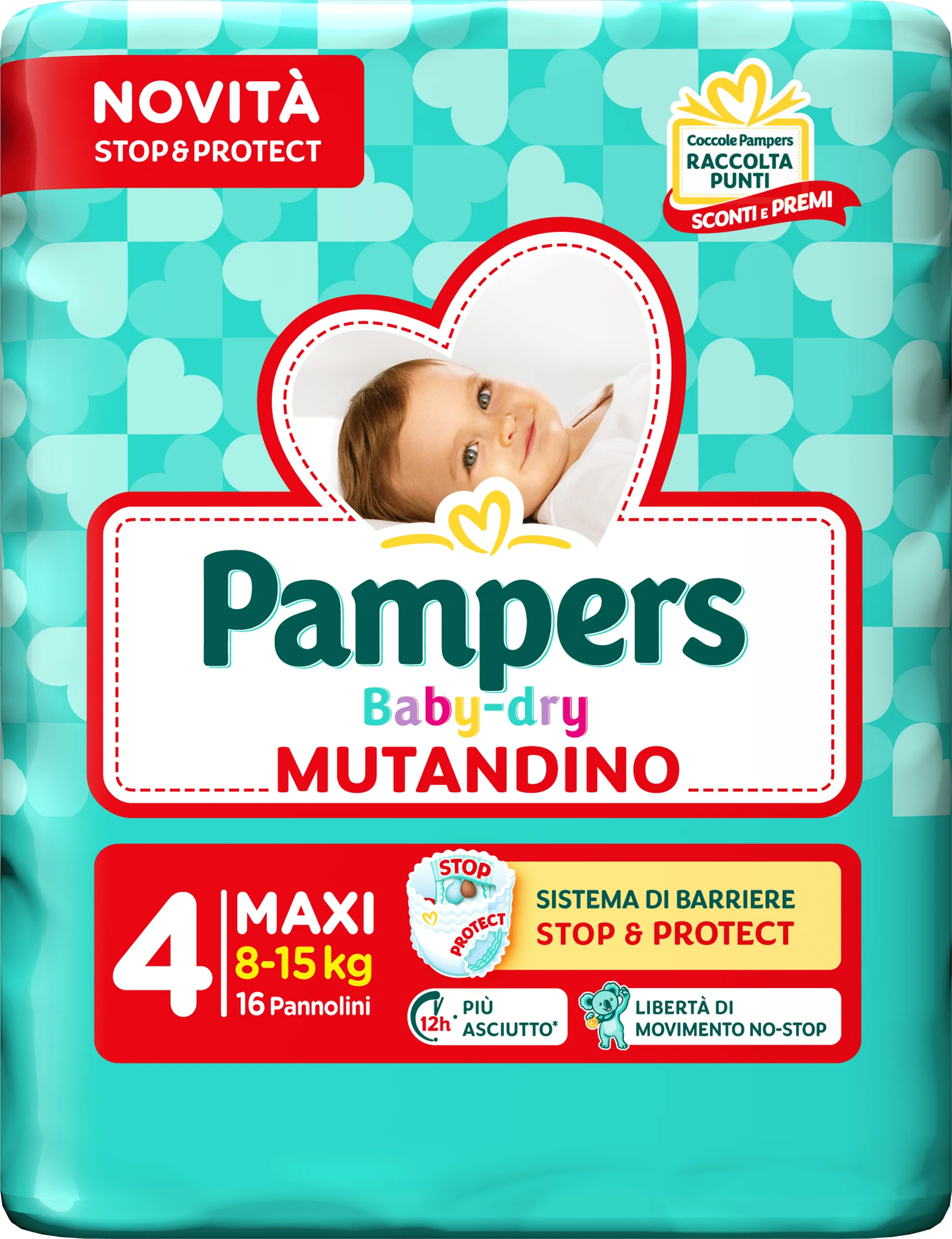 Pampers Baby Dry Pannolino Mutandina Maxi Small Pack 16 Pezzi Taglia 4 (8-15 kg).