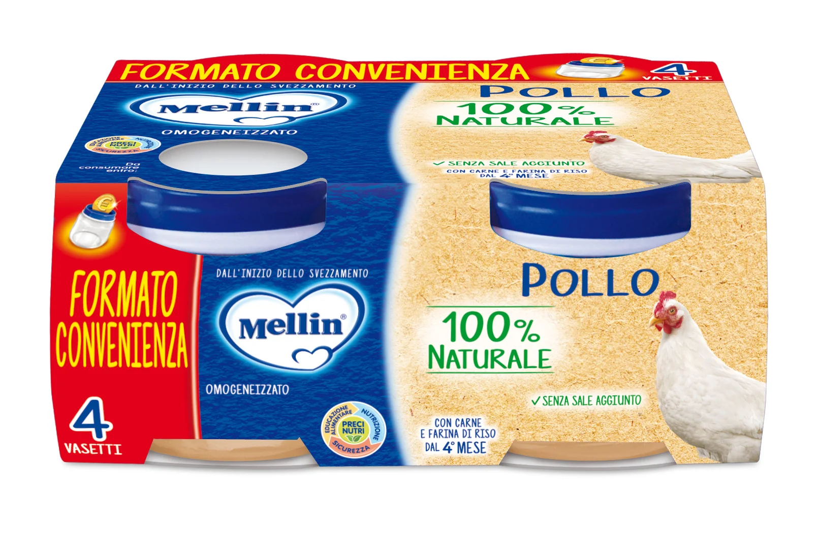 Mellin OMOGENEIZZATO Di Pollo 4 X 80 G Alimento per Infanzia