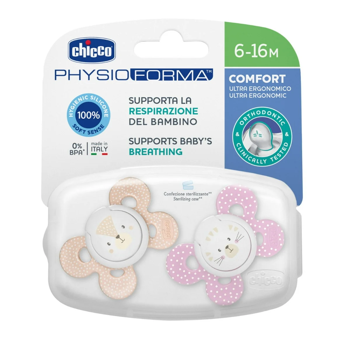 Chicco Succhietto Comfort Girl Silicone 2 Pezzi 6-16 mesi