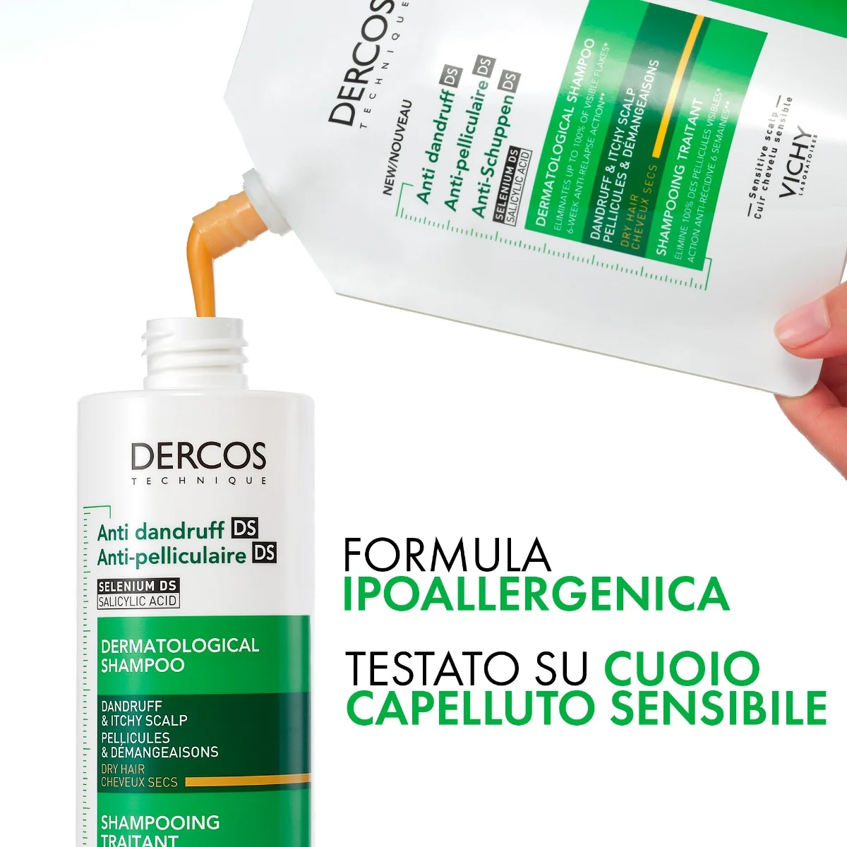 Vichy Dercos Technique Shampoo Anti Forfora Ds Secchi Refill 390 Ml Shampoo Anti-Forfora