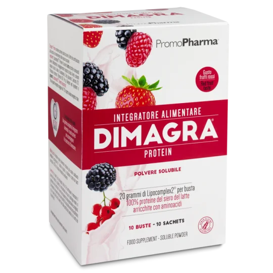 PromoPharma Dimagra Protein Red Fruit 10 Bustine Integratore Dimagrante