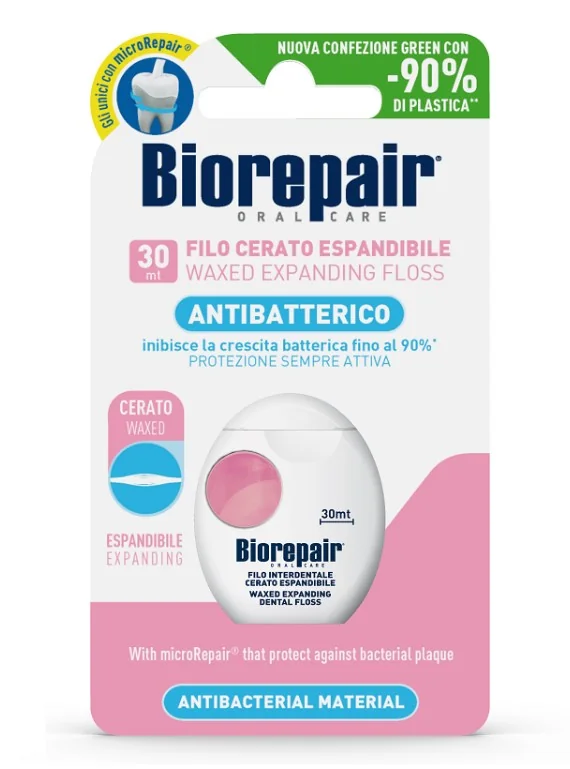 Biorepair Filo Interdentale Cerato Espandibile 30 m Gengive sensibili e infiammate