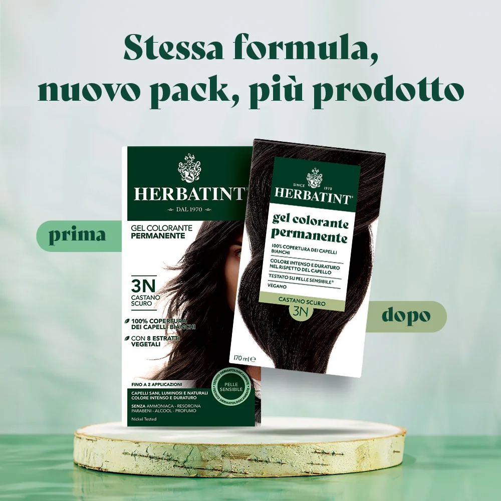 Herbatint Gel Colorante Permanente 3N Castano Scuro 170 Ml Colore Intenso e Duraturo