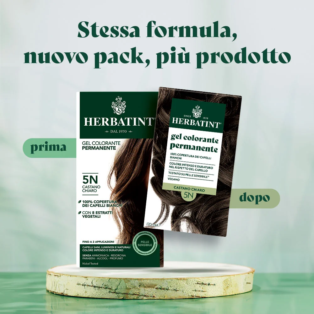 Herbatint Gel Colorante Permanente 5N Castano Chiaro 170 Ml Colore Intenso e Duraturo