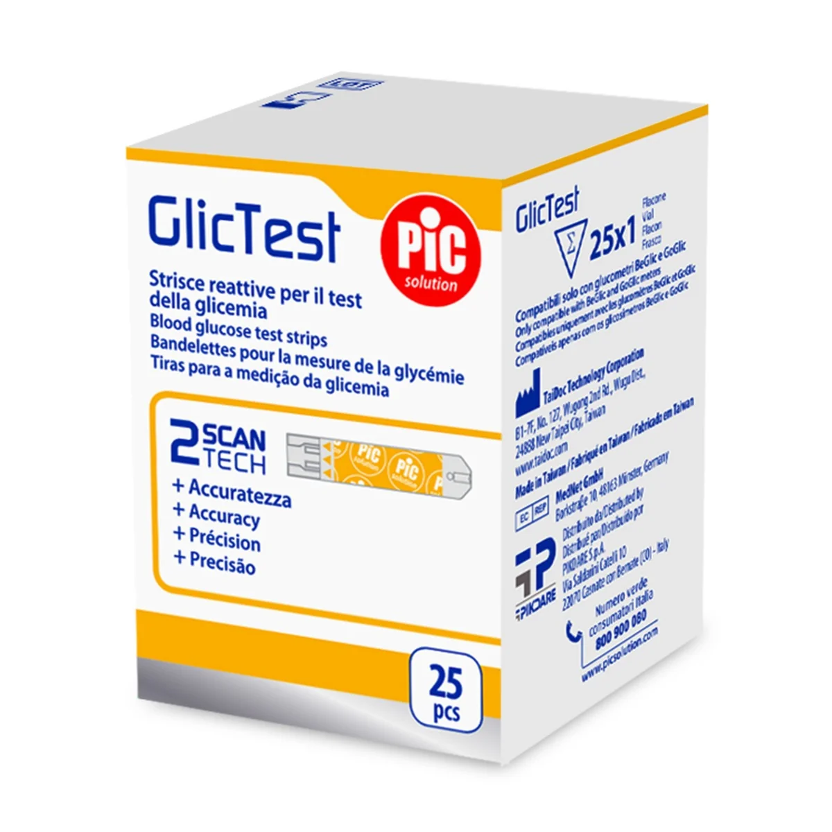 Pic Strisce Glictest 25 Pezzi Per il Test della Glicemia