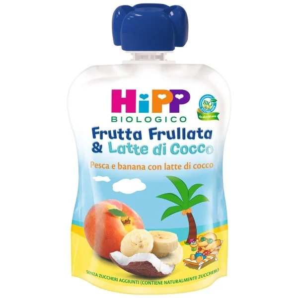 Hipp Bio Pesca e banana con latte di cocco 90 g Frutta Frullata
