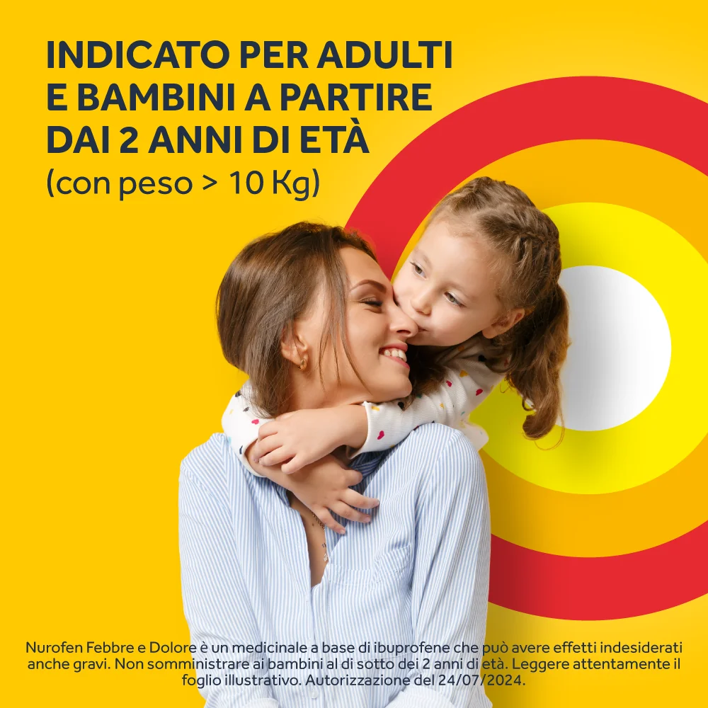 Nurofen Febbre e Dolore Bambini 200 mg/5 ml Ibuprofene Sospensione Orale Fragola 100 ml Bambini e Adulti