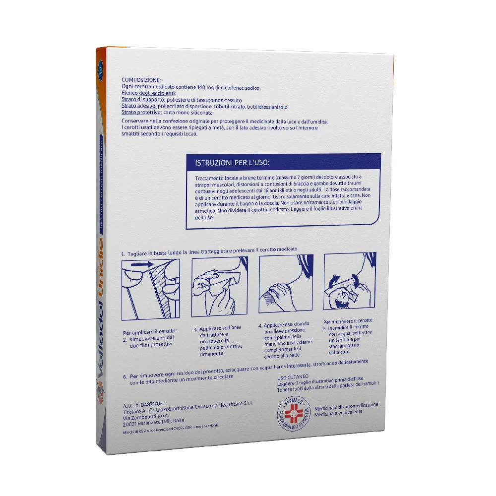 Voltadol Unidie 140 mg 5 Cerotti Medicati Per Strappi Muscolari