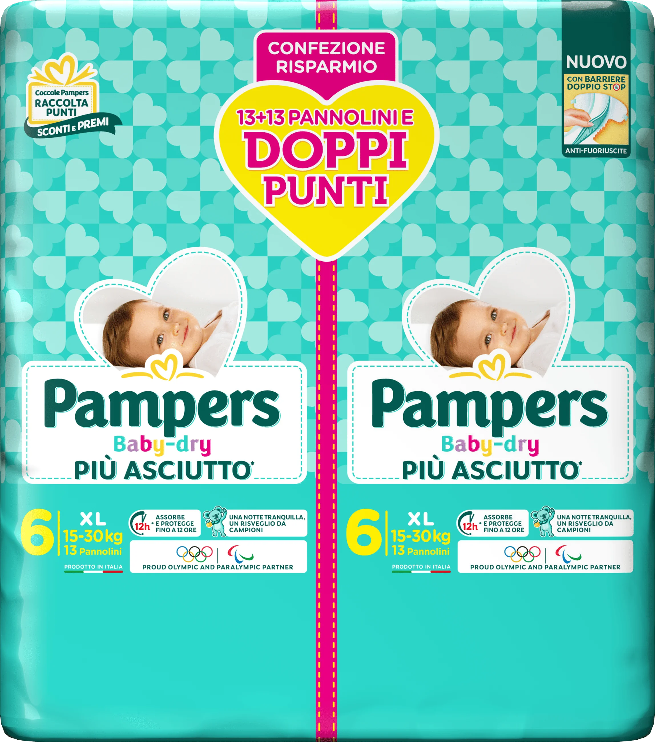 Pampers Baby Dry Pannolino Duo Downcount Xl 26 Pezzi Taglia 6 (15-30 kg) Pacco doppio